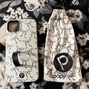 Loopy Case Bow Pattern Phone Case with Black Loop